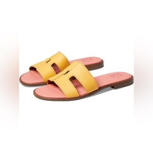 Naturalizer Fame Slide Sandal Daffodil Yellow Leather Size 7 EUC